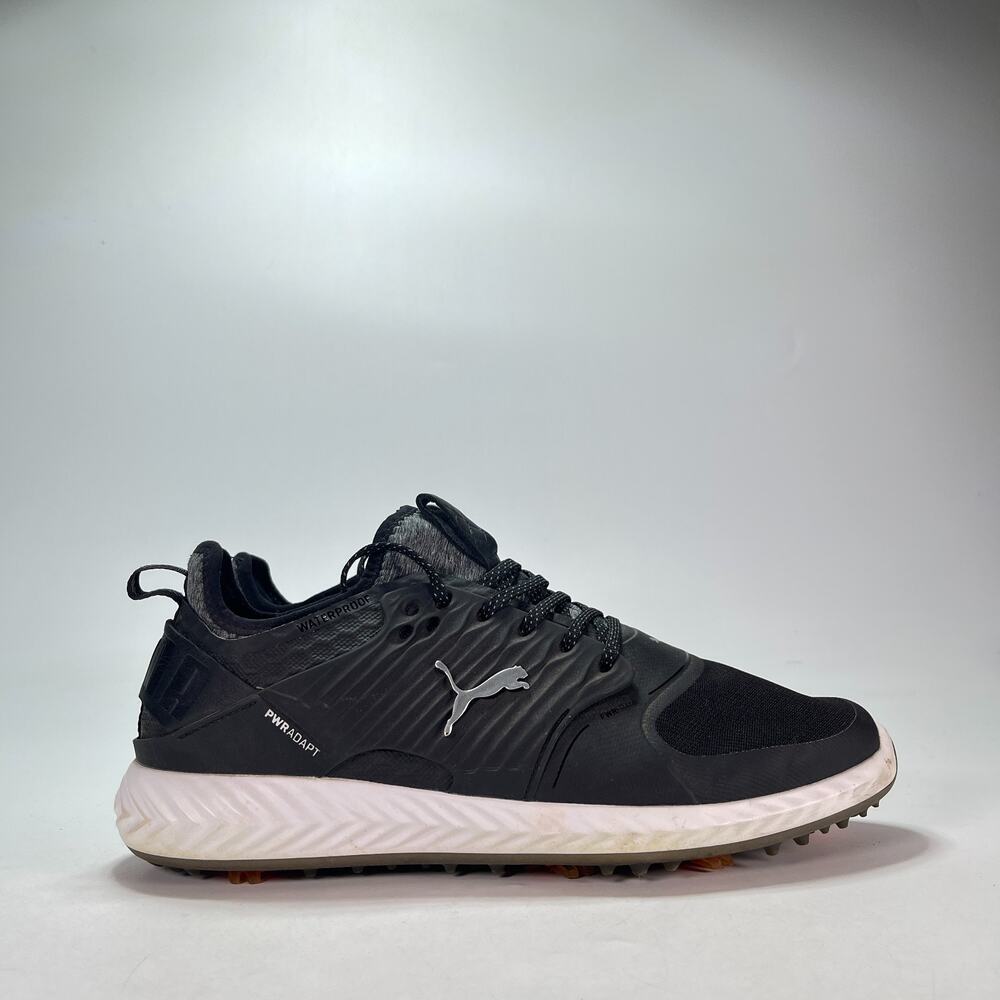 PUMA Ignite PWRADAPT Caged Black White Lace Up Golf Shoes 192413-02 Mens Sz 10.5
